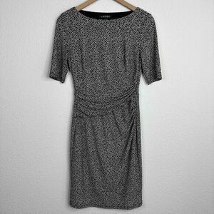 Lauren Ralph Lauren Dress Women's Size 2 Black White Patterned Career‎ Sheath